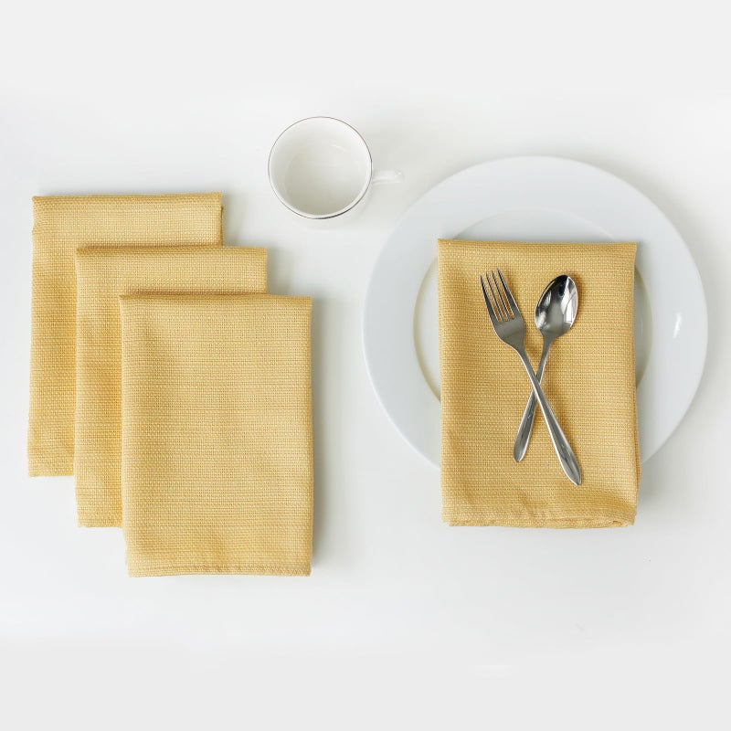 Benson Mills Cameron Textured Fabric Cloth Napkins, for Everyday Home Dining, Parties, Fall, Autumn, Holiday, and Thanksgiving Tablecloths (18" x 18" Napkin Set of 4, Sunshine/Yellow) - Image 1